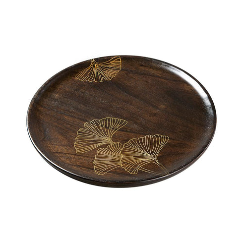 Dark Wood Charcuterie board with Brass inlay